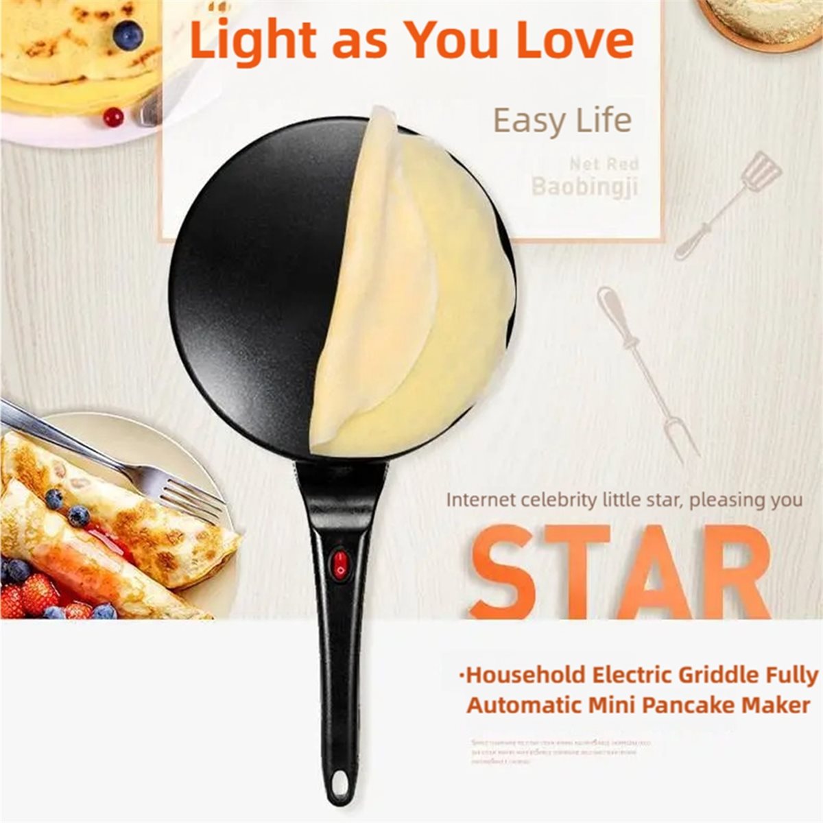 M10K Crepe Maker Electric, Cre - огляд і ціна Crepe Maker Non Stick